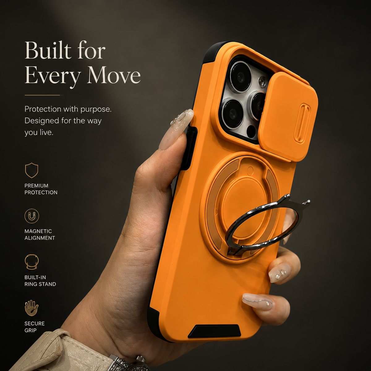 Premium iPhone Case Magnetic Rugged Armor Shockproof Protective Cover Heavy Duty Kickstand Anti Scratch Anti Fingerprint PC Acrylic Non Slip Full Coverage