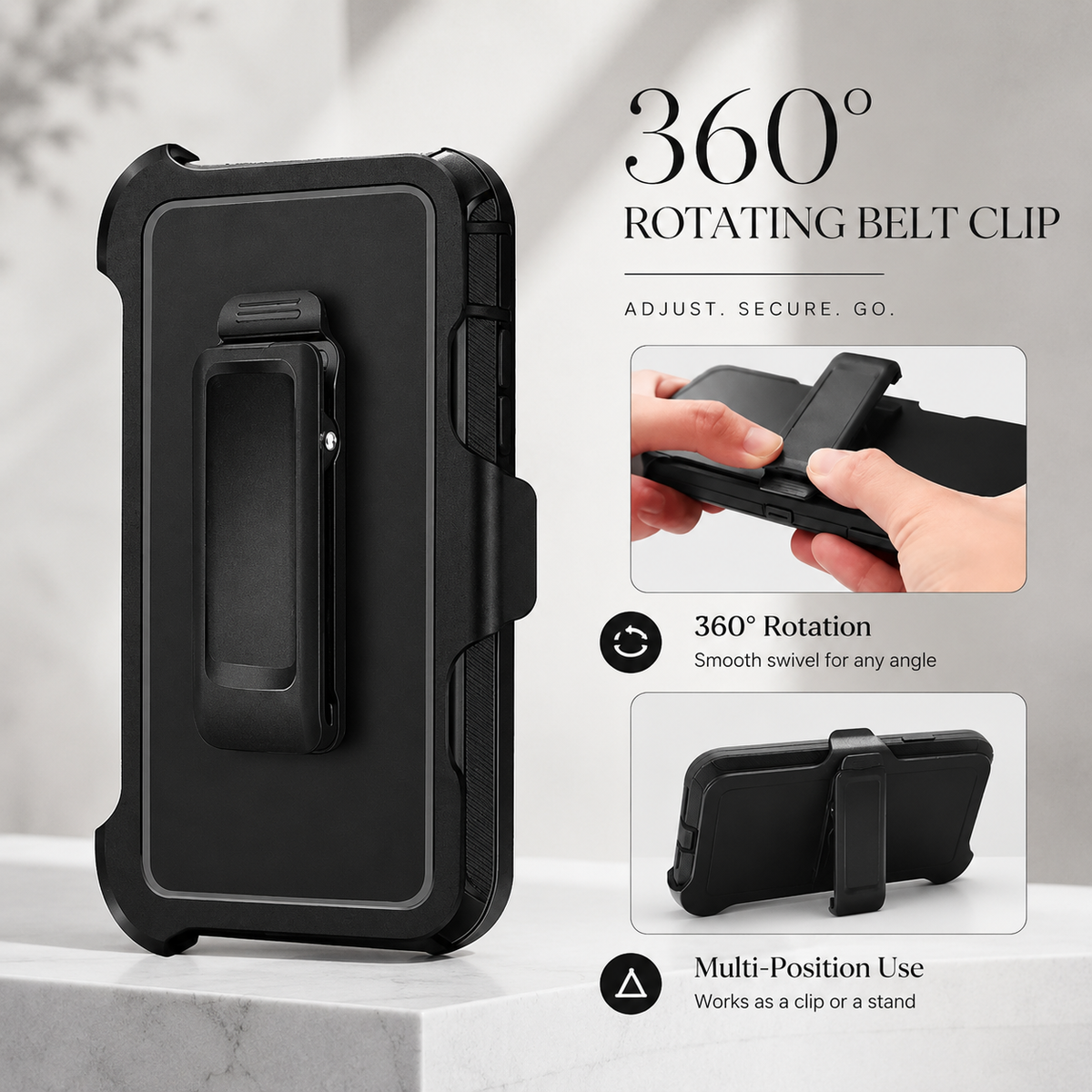 Premium iPhone Case Magnetic Rugged Defender Shockproof Protective Cover Belt Clip Holster PC TPU Anti Slip Reinforced Corners Port Protection Heavy Duty