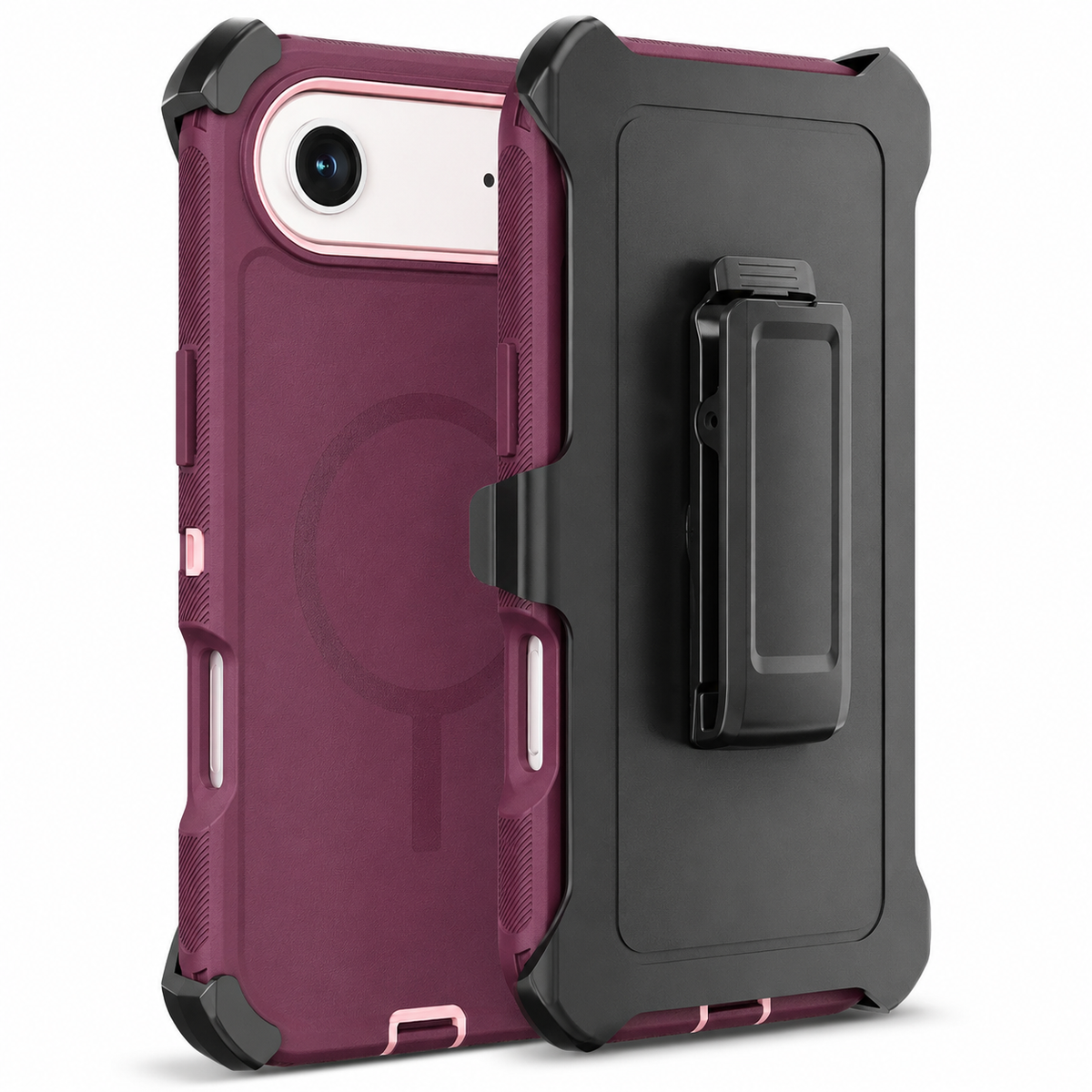 Premium iPhone Case Magnetic Rugged Defender Shockproof Protective Cover Belt Clip Holster PC TPU Anti Slip Reinforced Corners Port Protection Heavy Duty