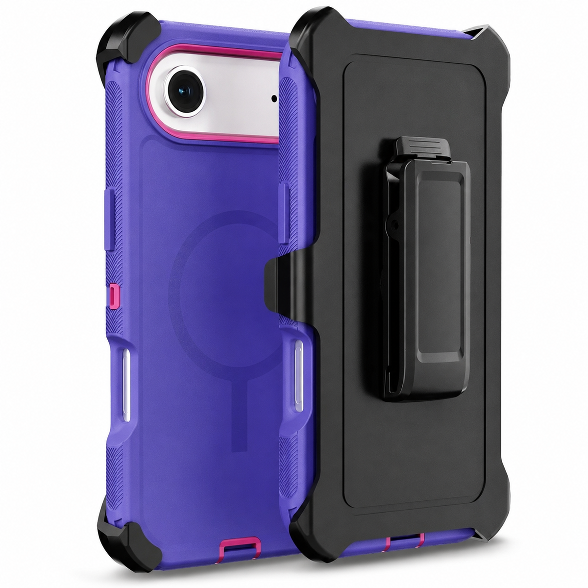 Premium iPhone Case Magnetic Rugged Defender Shockproof Protective Cover Belt Clip Holster PC TPU Anti Slip Reinforced Corners Port Protection Heavy Duty