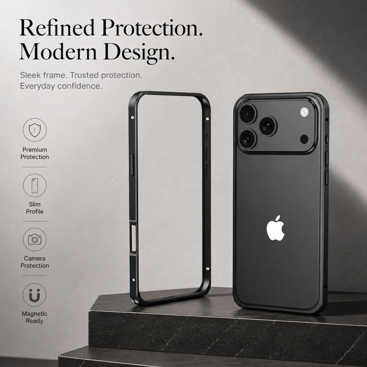 Premium iPhone Case Metal Alloy Armor Hollow Heat Dissipation Shockproof Bumper Anti Scratch Tough Slim Reinforced Edge Protective Frame Cover Case