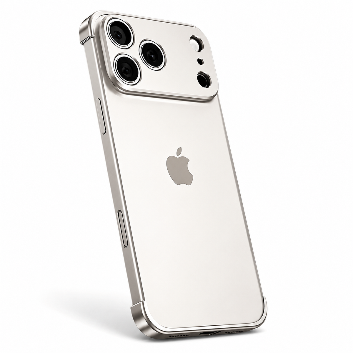 Premium iPhone Case Metal Frameless Bumper Camera Lens Protection Corner Pads Shockproof Slim Backless Reinforced Edge Protective Frame Cover Case