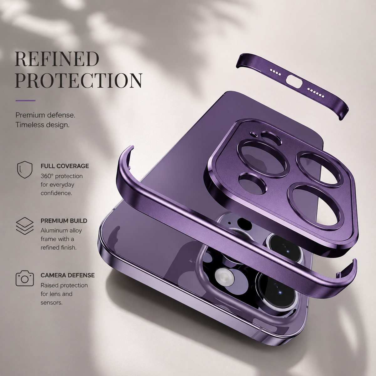 Premium iPhone Case Metal Frameless Bumper Camera Lens Protection Corner Pads Shockproof Slim Backless Reinforced Edge Protective Frame Cover Case