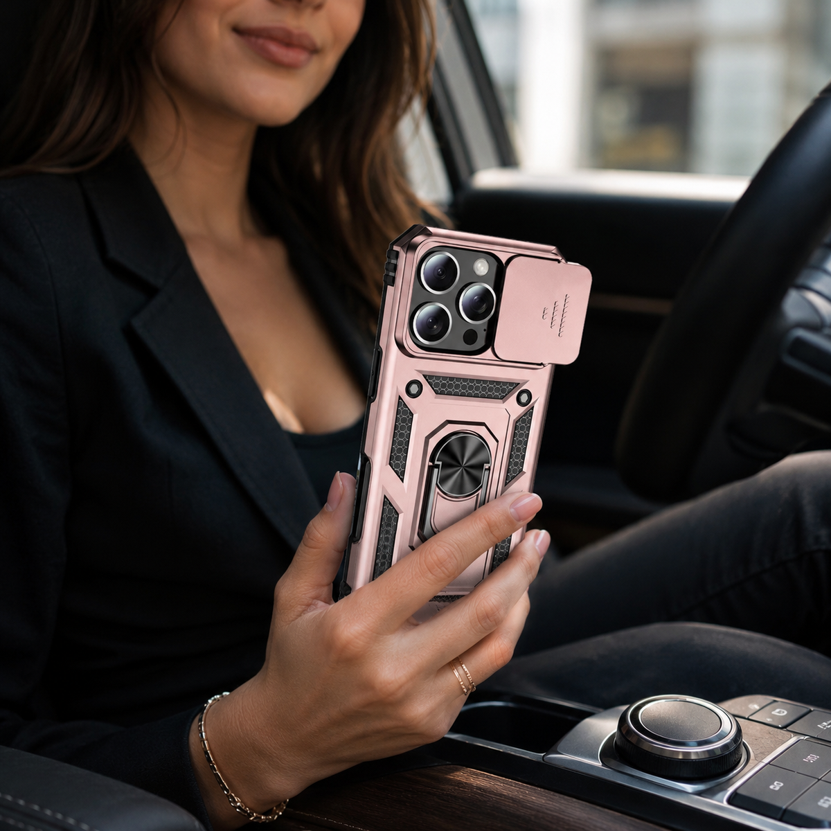 Premium iPhone Case Military Armor Rotating Ring Stand Slide Camera Lens Cover Shockproof Heavy Duty Anti Scratch Non Slip Protective Bumper Case