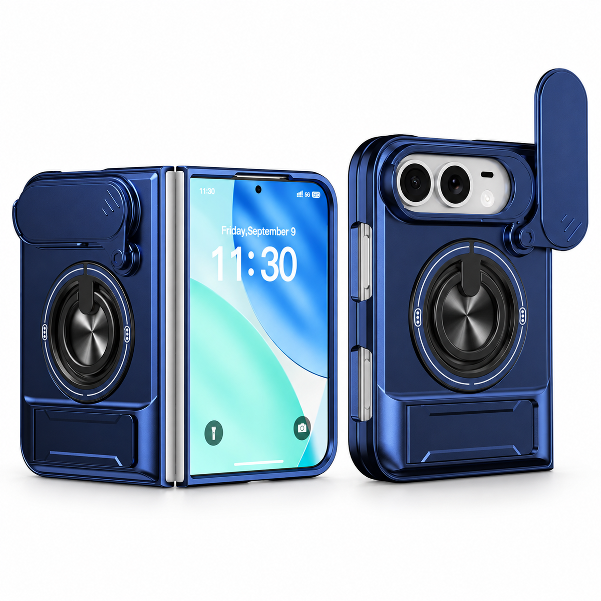 Premium iPhone Case Military Armor Slide Camera Cover Magnetic 360 Ring Kickstand Heavy Duty Shockproof PC TPU Foldable Protective Bumper Case
