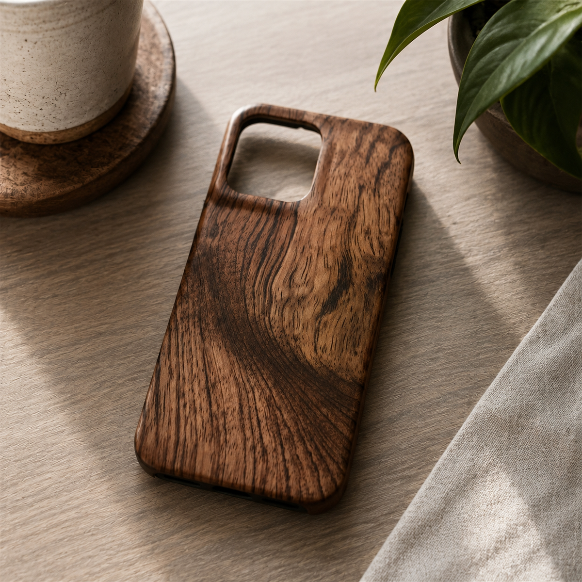 Premium iPhone Case Natural Wood Hard Back Protective Cover Walnut Ebony Bamboo Rosewood Anti Scratch Dust Resistant Non Slip Slim Lightweight Minimalist