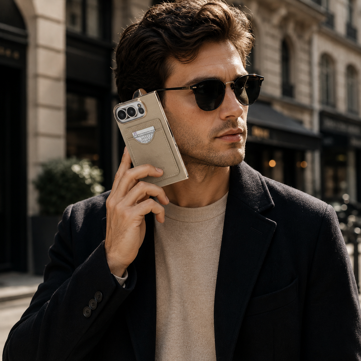 Premium iPhone Case PU Leather Foldable Stand Cover Shockproof Anti Scratch Matte Card Holder Protective Electroplated Frame Slim Full Coverage Secure