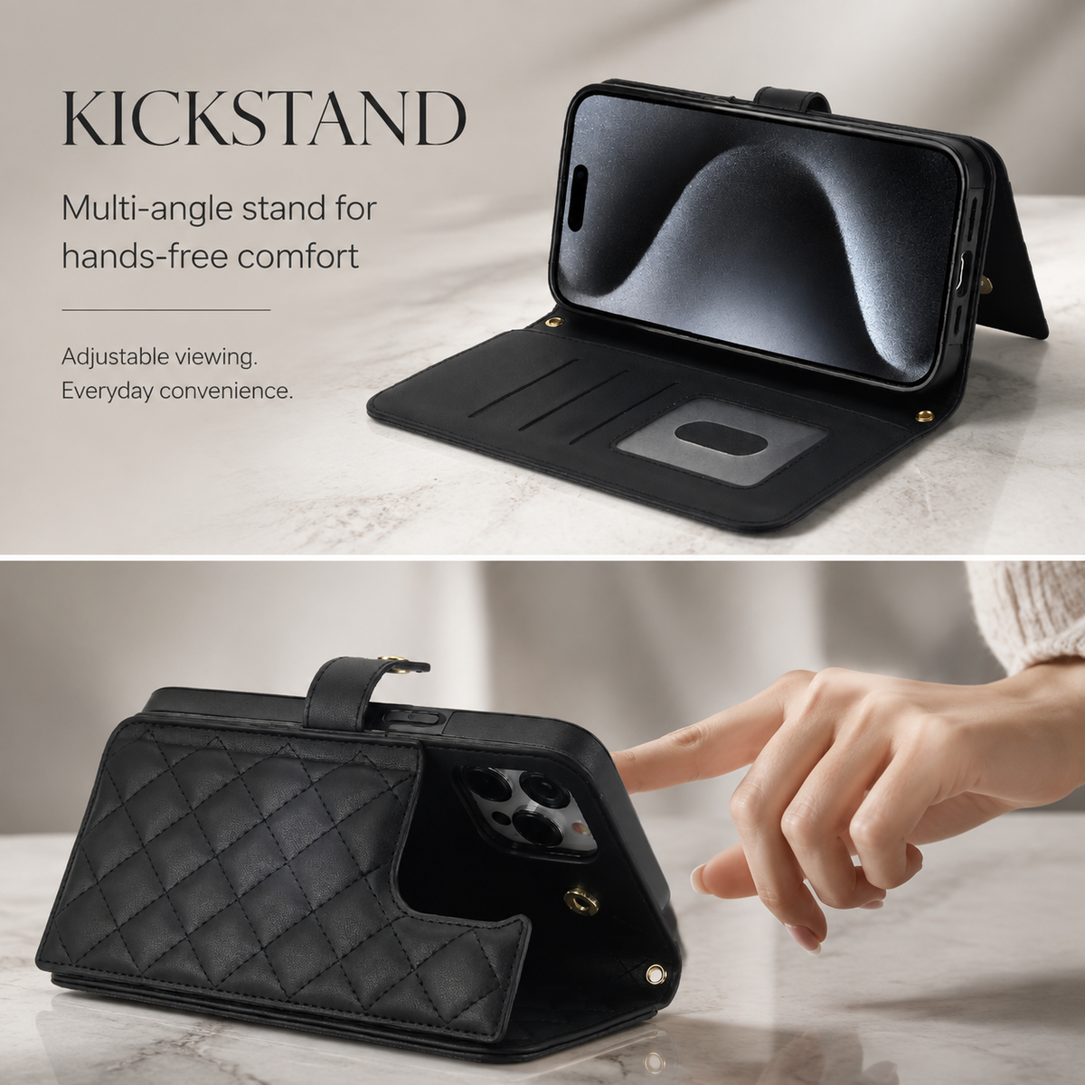 Premium iPhone Case RFID Blocking Wallet Crossbody Flip Cover PU Leather Card Holder Magnetic Closure Shockproof Protection Adjustable Strap Full Coverage