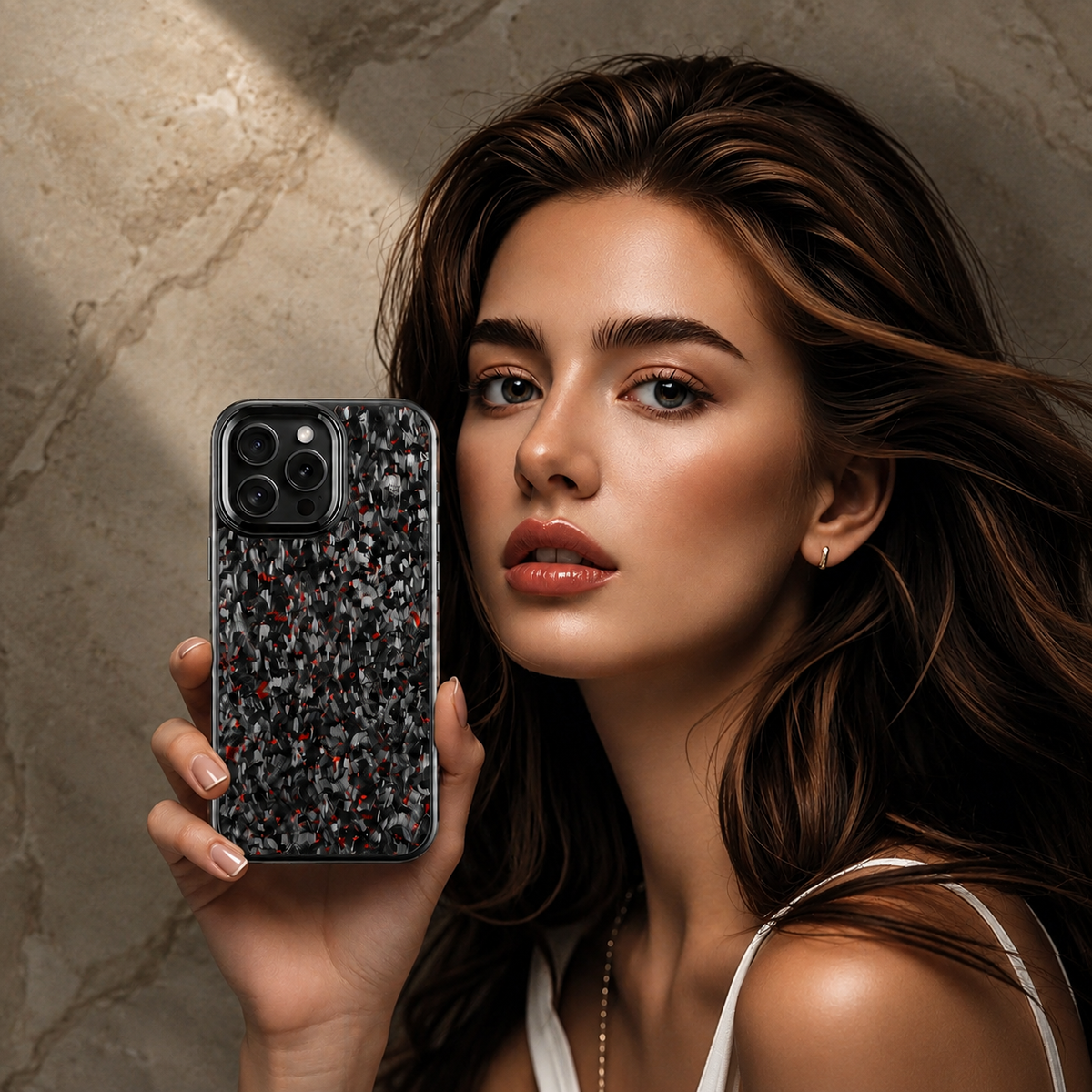 Premium iPhone Case Real Forged Carbon Fiber MagSafe Cover Metal Lens Accents Shockproof Dual Layer Protection Slim Magnetic Anti Scratch Durable Design