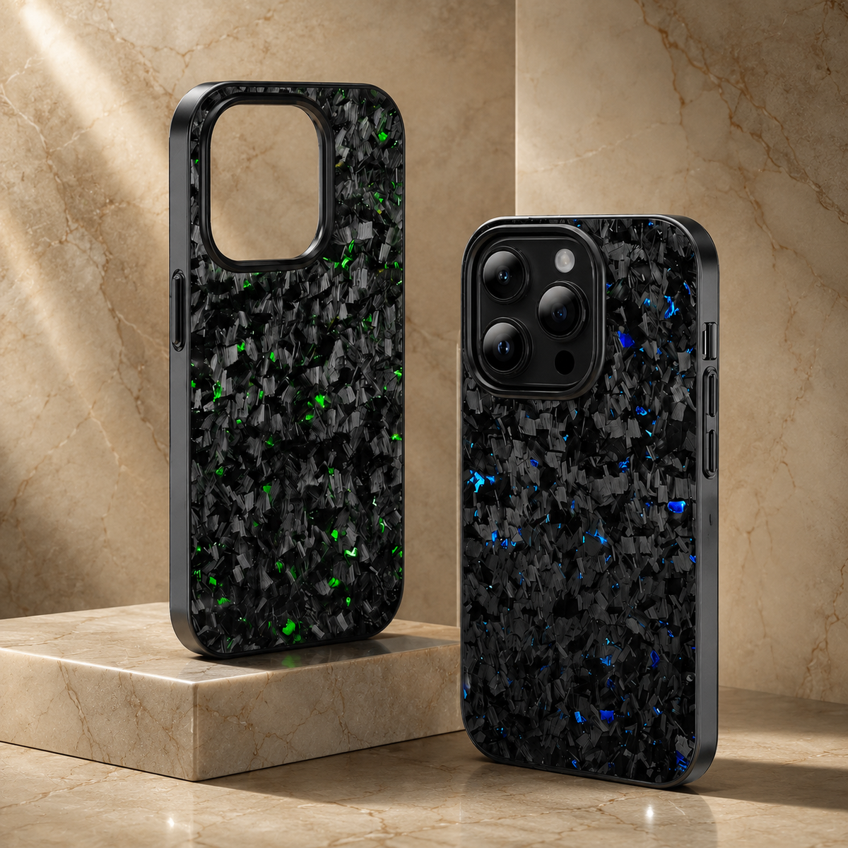 Premium iPhone Case Real Forged Carbon Fiber MagSafe Cover Metal Lens Accents Shockproof Dual Layer Protection Slim Magnetic Anti Scratch Durable Design