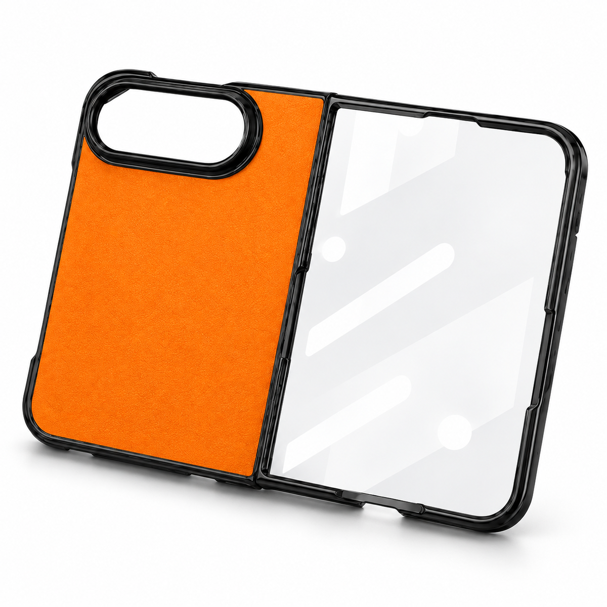 Premium iPhone Case Retro Artificial Leather Semi Transparent Acrylic Foldable Soft Touch Sweat Resistant Slim Protective Phone Cover Case Design