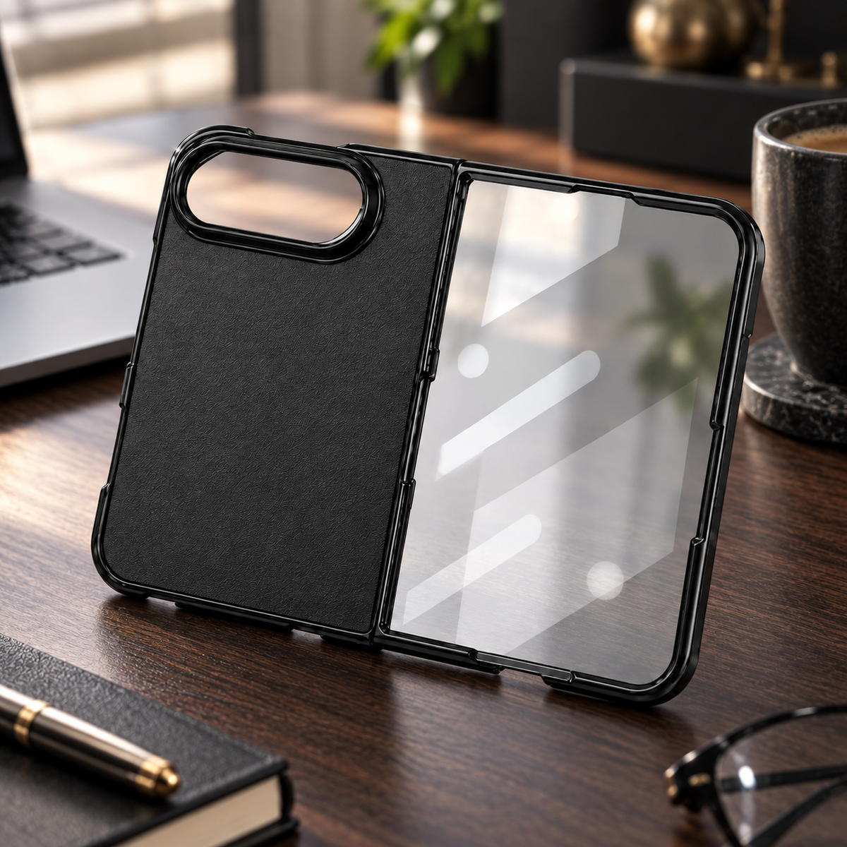 Premium iPhone Case Retro Artificial Leather Semi Transparent Acrylic Foldable Soft Touch Sweat Resistant Slim Protective Phone Cover Case Design
