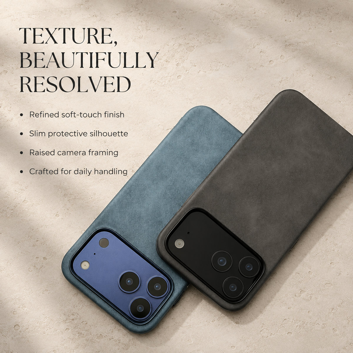 Premium iPhone Case Retro Leather Skin Feel Matte PU Leather Hard PC Anti Scratch Lightweight Tough Full Coverage Protective Phone Cover Case Design