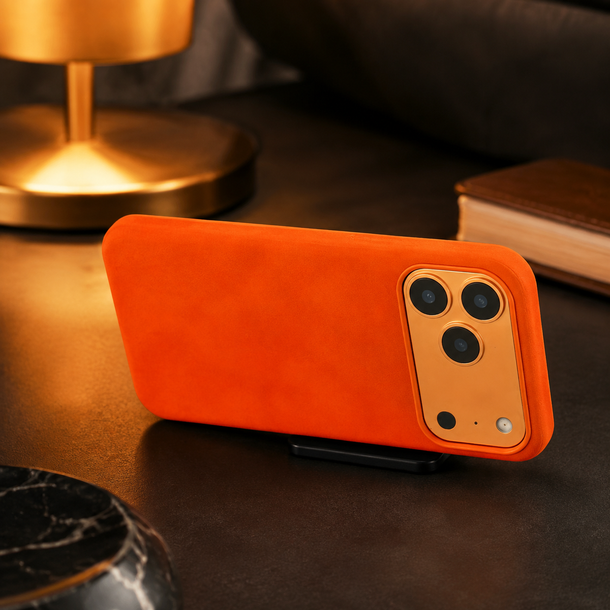 Premium iPhone Case Retro Leather Skin Feel Matte PU Leather Hard PC Anti Scratch Lightweight Tough Full Coverage Protective Phone Cover Case Design