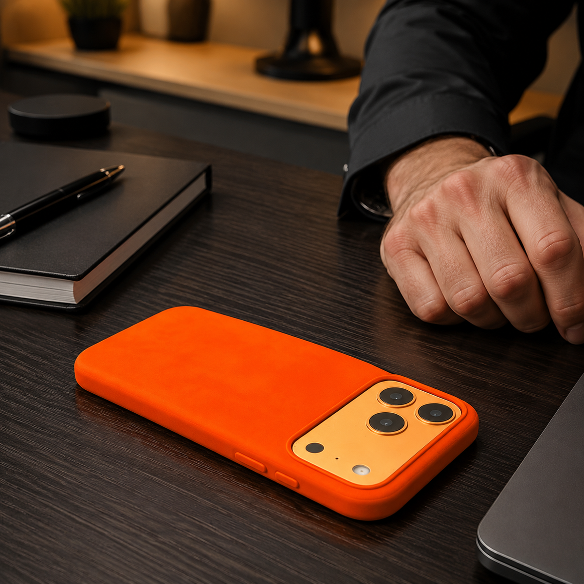 Premium iPhone Case Retro Leather Skin Feel Matte PU Leather Hard PC Anti Scratch Lightweight Tough Full Coverage Protective Phone Cover Case Design