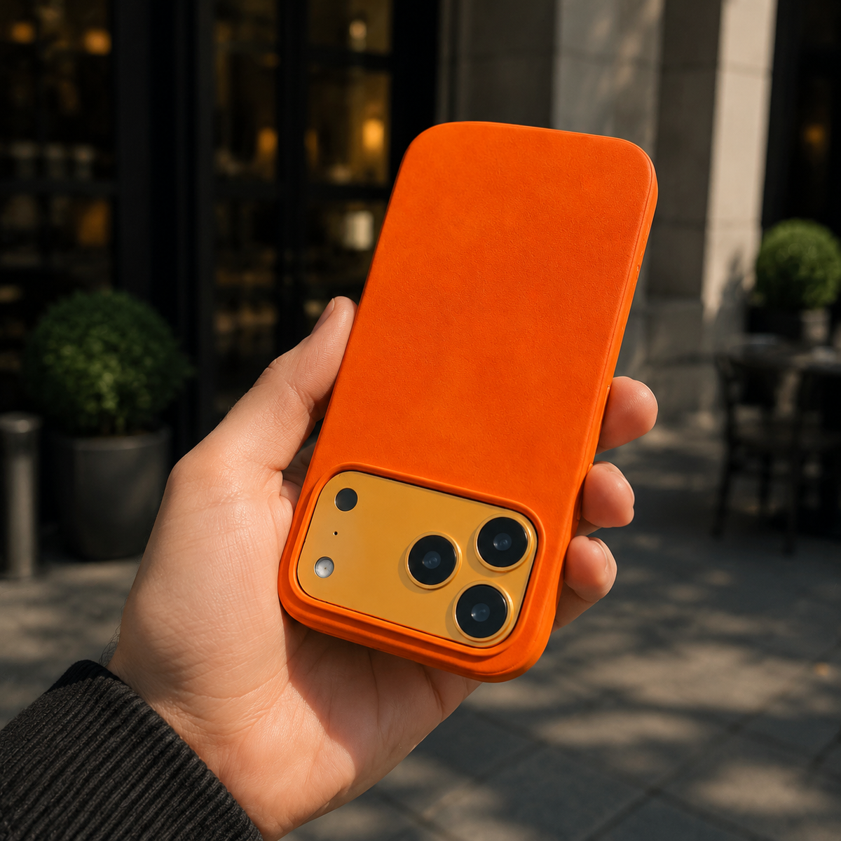 Premium iPhone Case Retro Leather Skin Feel Matte PU Leather Hard PC Anti Scratch Lightweight Tough Full Coverage Protective Phone Cover Case Design