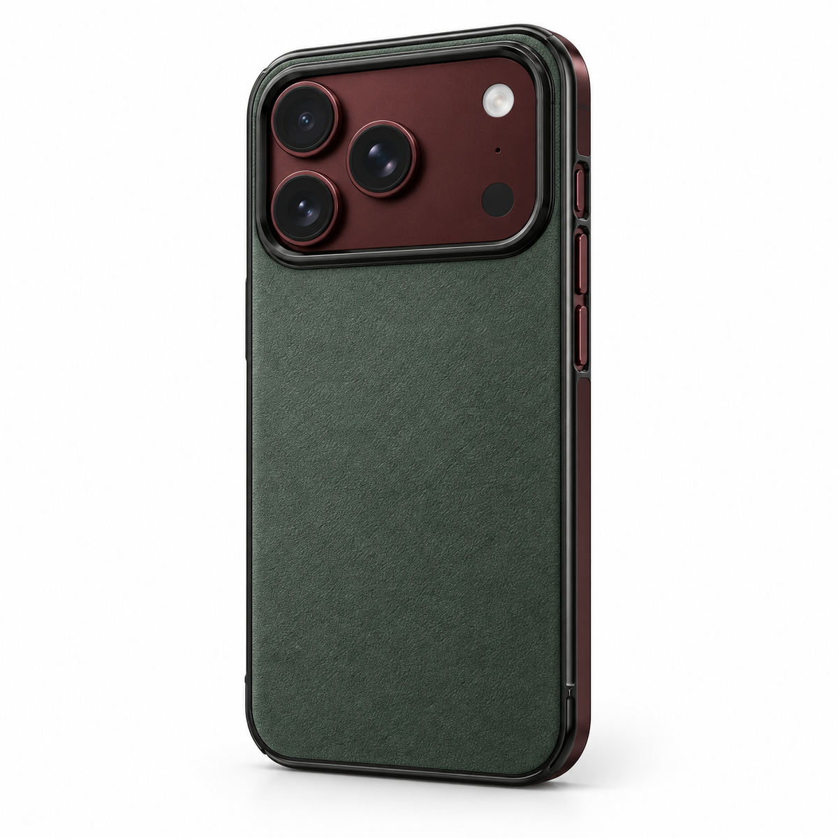 Premium iPhone Case Retro Leather Texture Semi Transparent Acrylic Soft Touch Sweat Resistant Slim Foldable Shockproof Protective Phone Cover Case Design