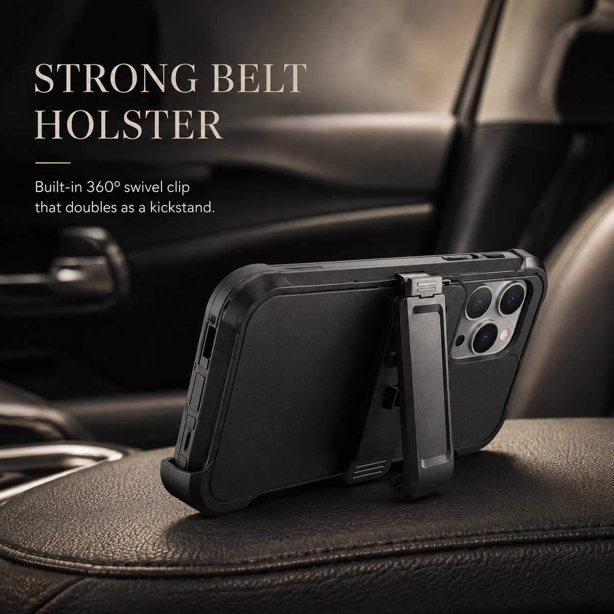 Premium iPhone Case Rugged Defender Protective Cover Shockproof Armor Dual Layer Belt Clip Full Port Protection Heavy Duty Durable Slim Grip Design