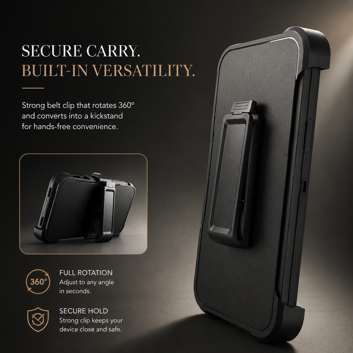 Premium iPhone Case Rugged Defender Protective Cover Shockproof Armor Dual Layer Belt Clip Full Port Protection Heavy Duty Durable Slim Grip Design