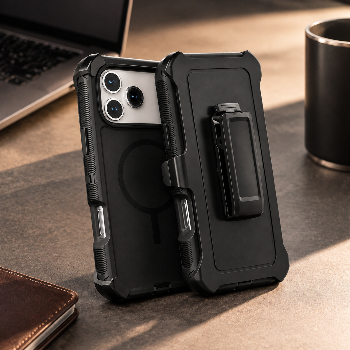 Premium iPhone Case Rugged Defender Protective Cover Shockproof Armor Dual Layer Belt Clip Full Port Protection Heavy Duty Durable Slim Grip Design