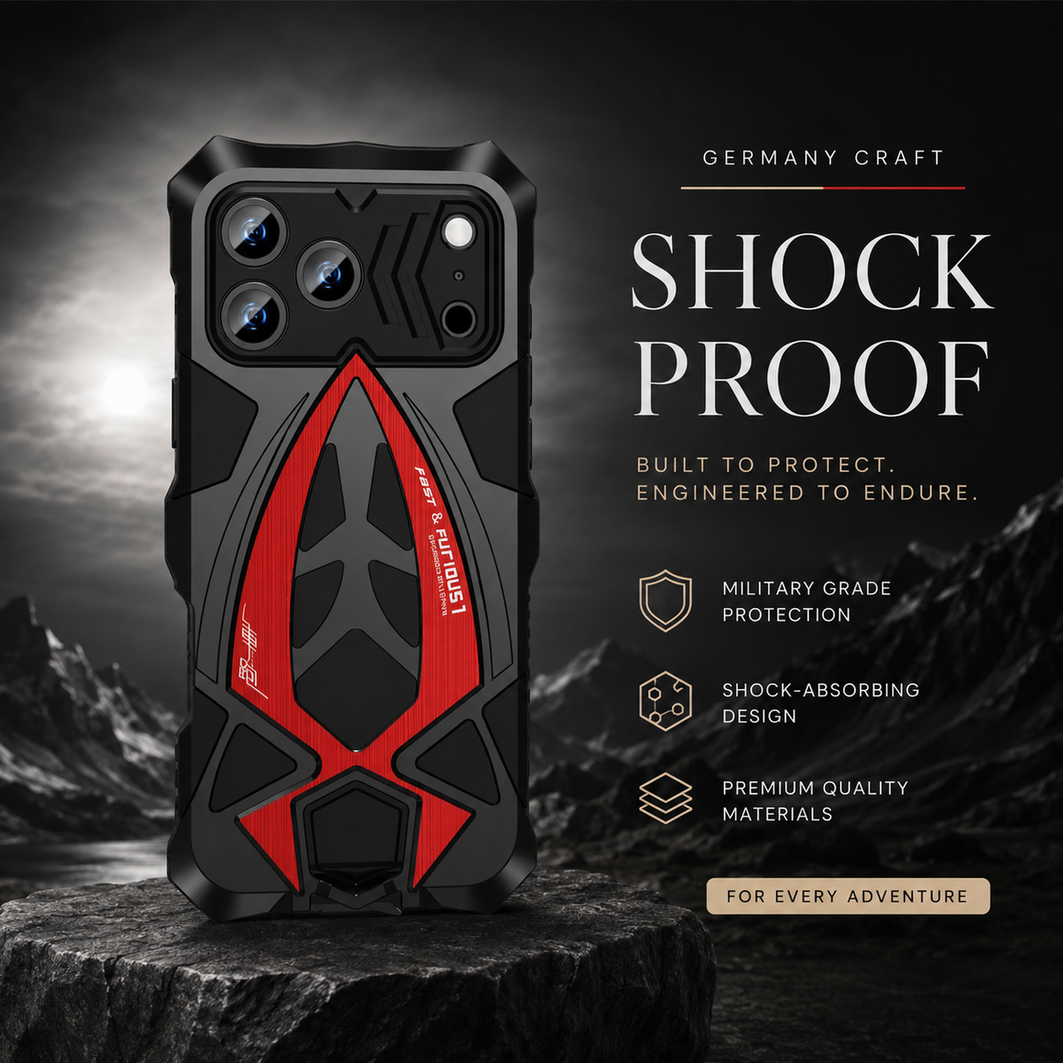 Premium iPhone Case Rugged Metal Armor Shockproof Protective Cover Reinforced Corners Anti Scratch Dustproof Full Edge Protection Anti Slip Heavy Duty