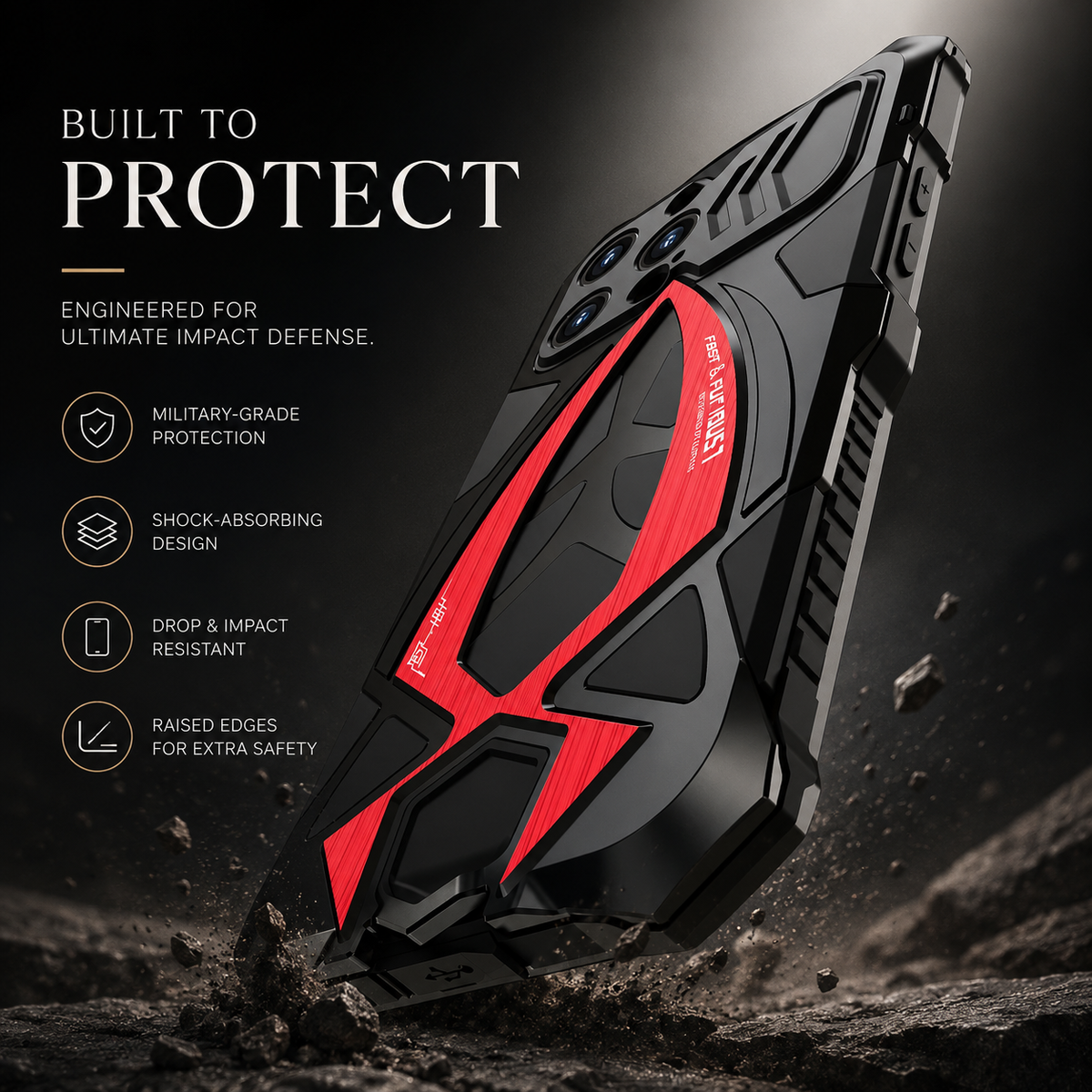Premium iPhone Case Rugged Metal Armor Shockproof Protective Cover Reinforced Corners Anti Scratch Dustproof Full Edge Protection Anti Slip Heavy Duty
