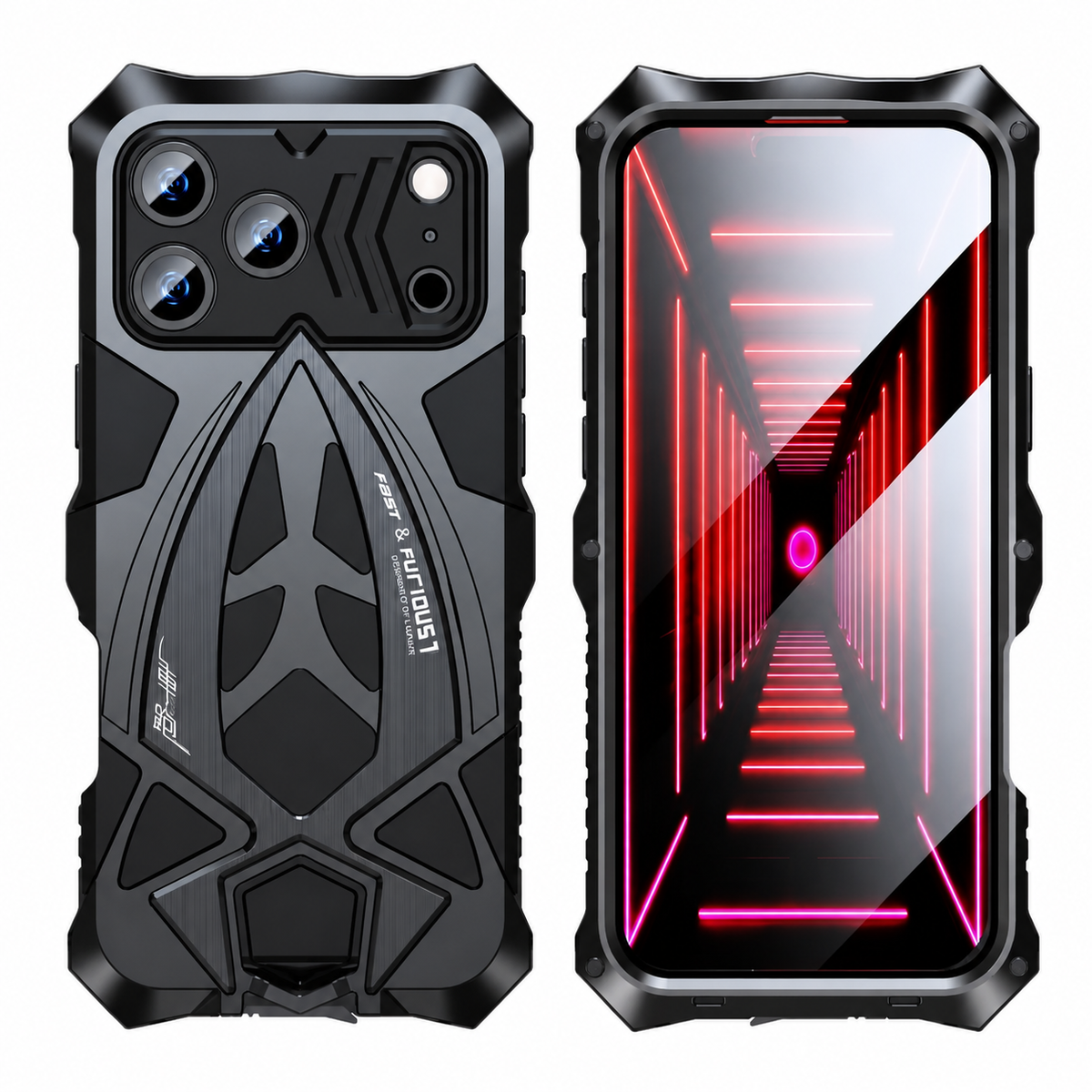 Premium iPhone Case Rugged Metal Armor Shockproof Protective Cover Reinforced Corners Anti Scratch Dustproof Full Edge Protection Anti Slip Heavy Duty