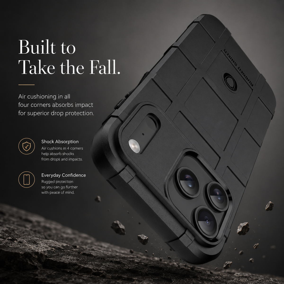 Premium iPhone Case Rugged Shield Military Grade Shockproof Drop Protection Reinforced Bumper Heavy Duty Anti Scratch Non Slip Tough Protective Cover Case