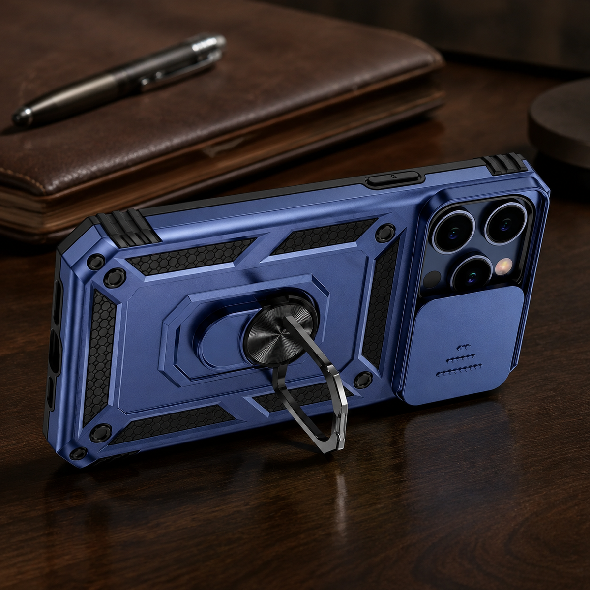 Premium iPhone Case Rugged Shockproof Kickstand Slide Camera Lens Protector PC TPU Anti Drop Reinforced Bumper Heavy Duty Protective Cover Case
