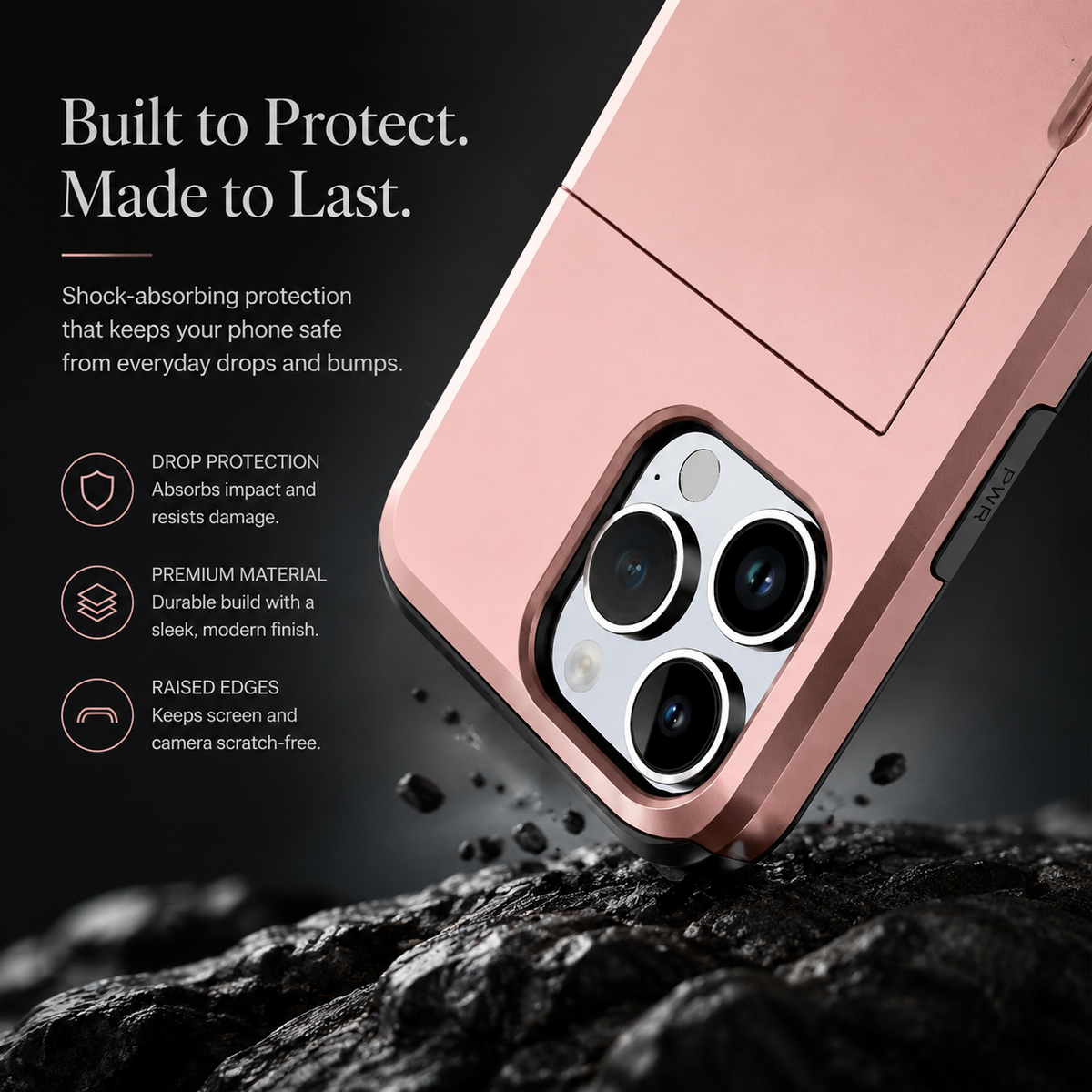 Premium iPhone Case Rugged Slide Wallet Card Holder Shockproof Protective Cover PC TPU Dual Layer Armor Anti Fingerprint Anti Scratch Non Slip Heavy Duty