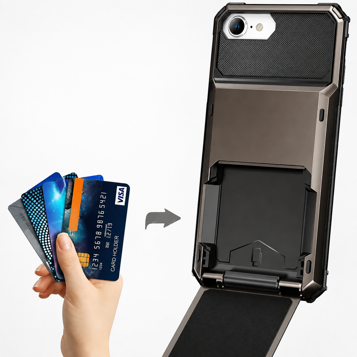 Premium iPhone Case Rugged Wallet Card Holder Magnetic Ring Kickstand Shockproof Protective Cover TPU Armor Anti Scratch Non Slip Reinforced Full Coverage