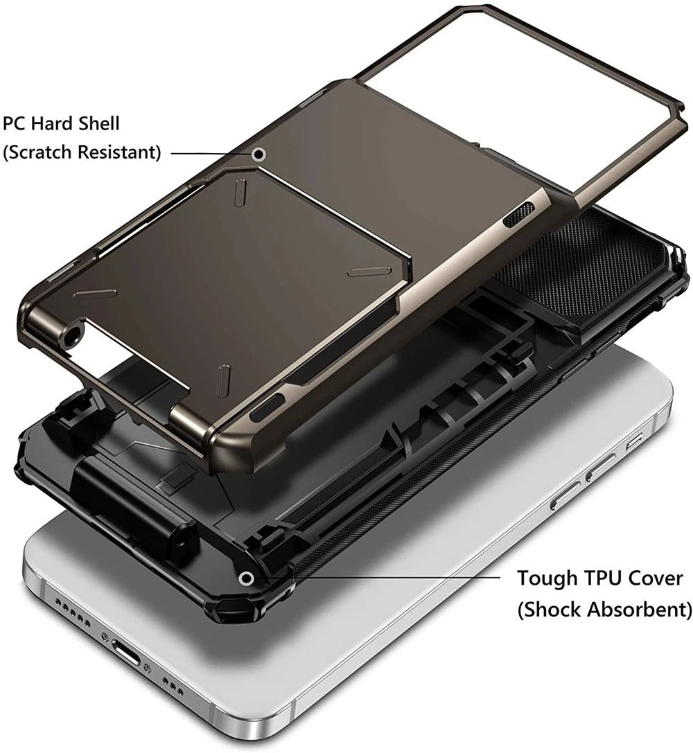 Premium iPhone Case Rugged Wallet Card Holder Magnetic Ring Kickstand Shockproof Protective Cover TPU Armor Anti Scratch Non Slip Reinforced Full Coverage