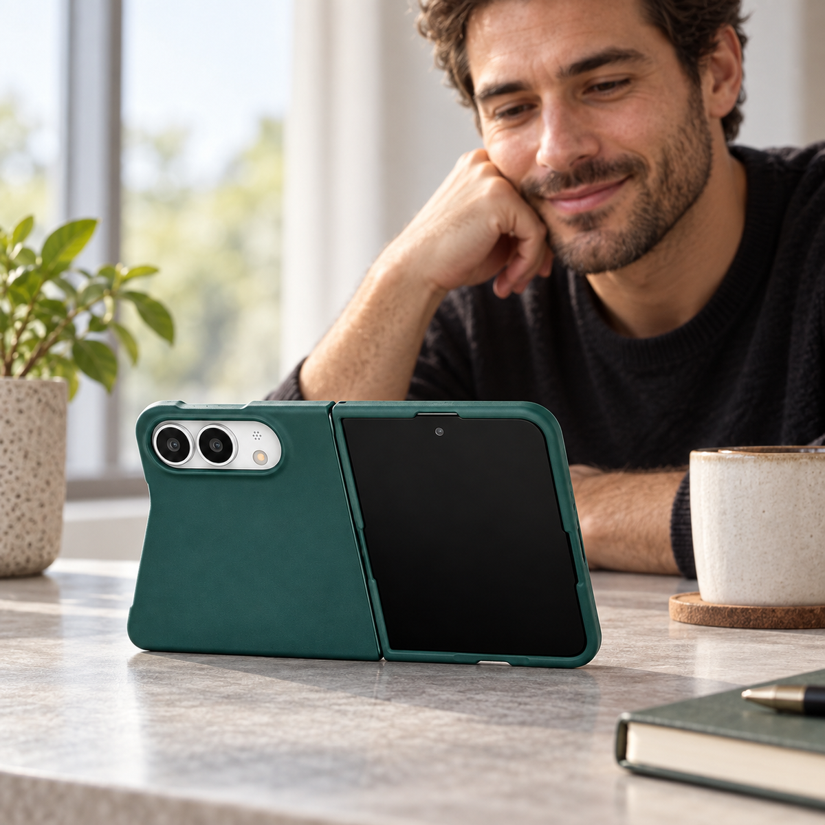 Premium iPhone Case Skin Feel Hinge Protection Shockproof Tough Anti Scratch Non Slip Dustproof Solid Color Foldable Protective Bumper Cover Case Design