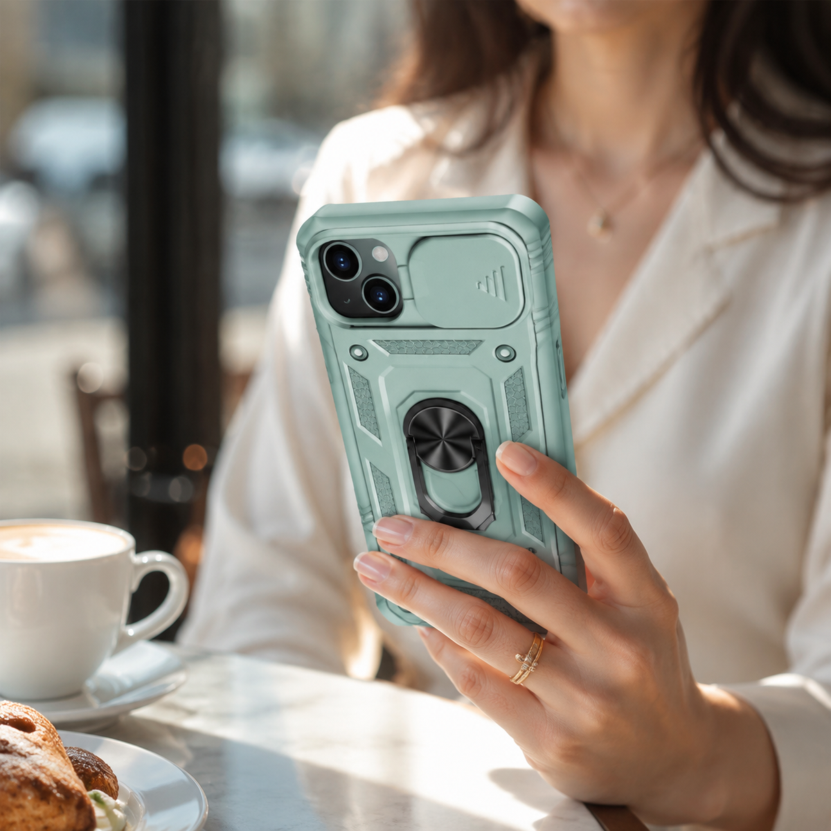 Premium iPhone Case Slide Camera Lens Protector Magnetic Ring Holder Heavy Duty Shockproof Kickstand Anti Scratch Non Slip Rugged Bumper Cover