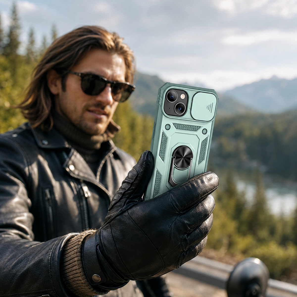 Premium iPhone Case Slide Camera Lens Protector Magnetic Ring Holder Heavy Duty Shockproof Kickstand Anti Scratch Non Slip Rugged Bumper Cover
