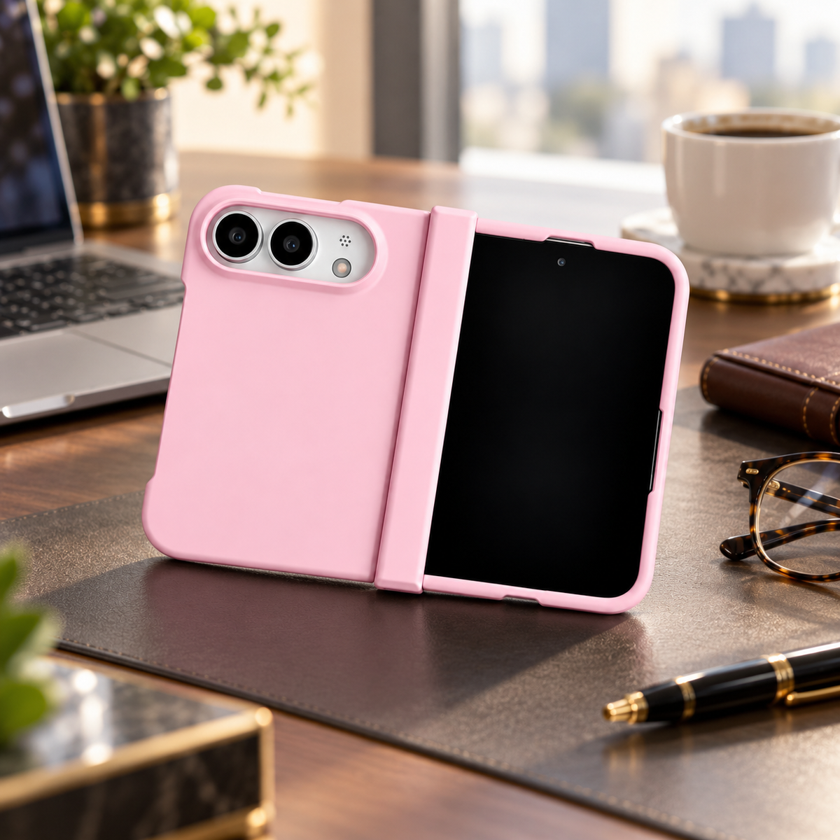 Premium iPhone Case Slim Matte Skin Feel Hinge Protection Hard PC Dual Layer Anti Scratch Non Slip Lightweight Foldable Protective Cover Case Design