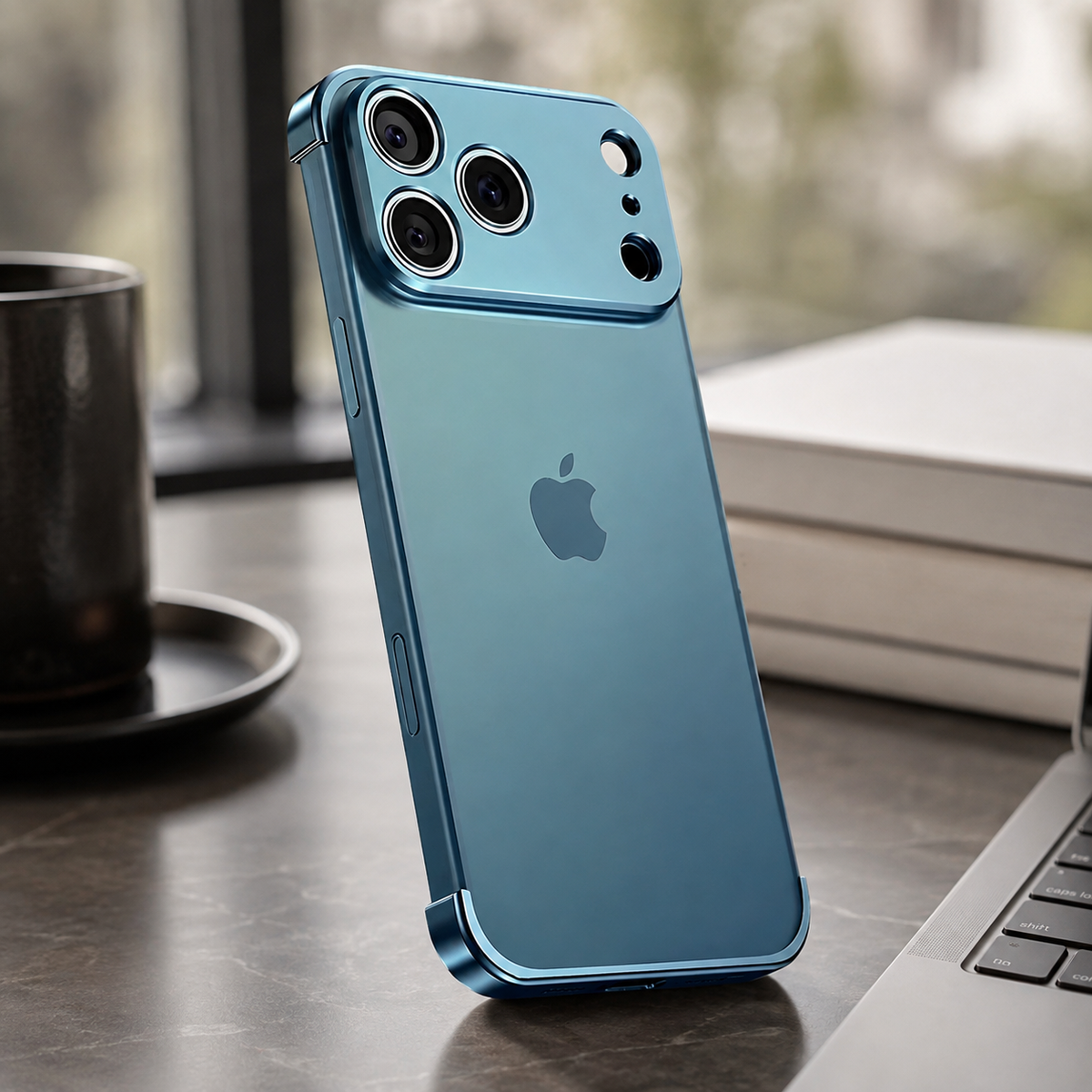 Premium iPhone Case Slim Metal Frameless Aluminum Bumper Corner Pads Ultra Thin Backless Edge Protection Minimalist Lightweight Protective Frame Cover