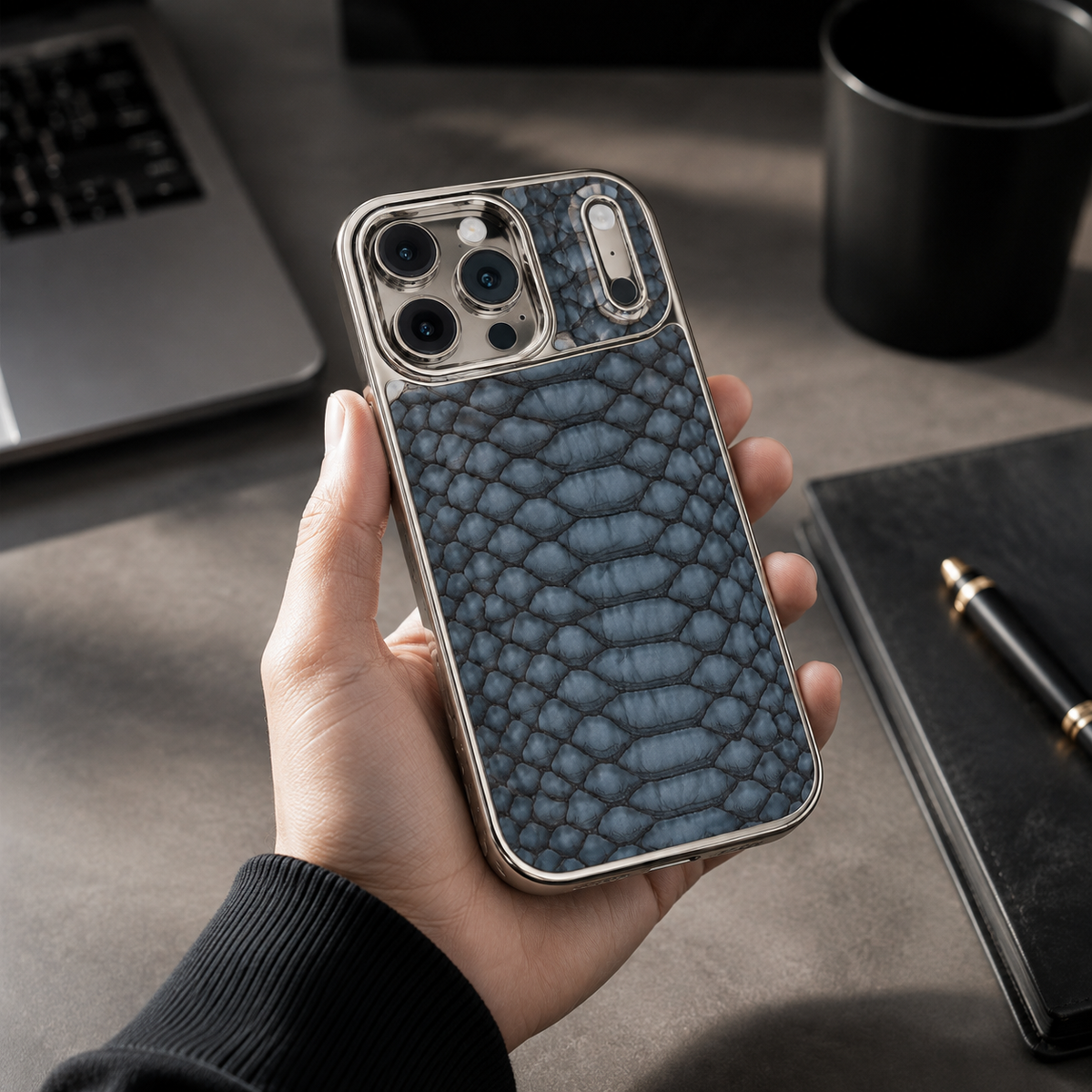Premium iPhone Case Snake Pattern Leather Protective Cover Soft Flannel Lining Anti Scratch Non Slip Slim Lightweight Shock Resistant Fashion Design