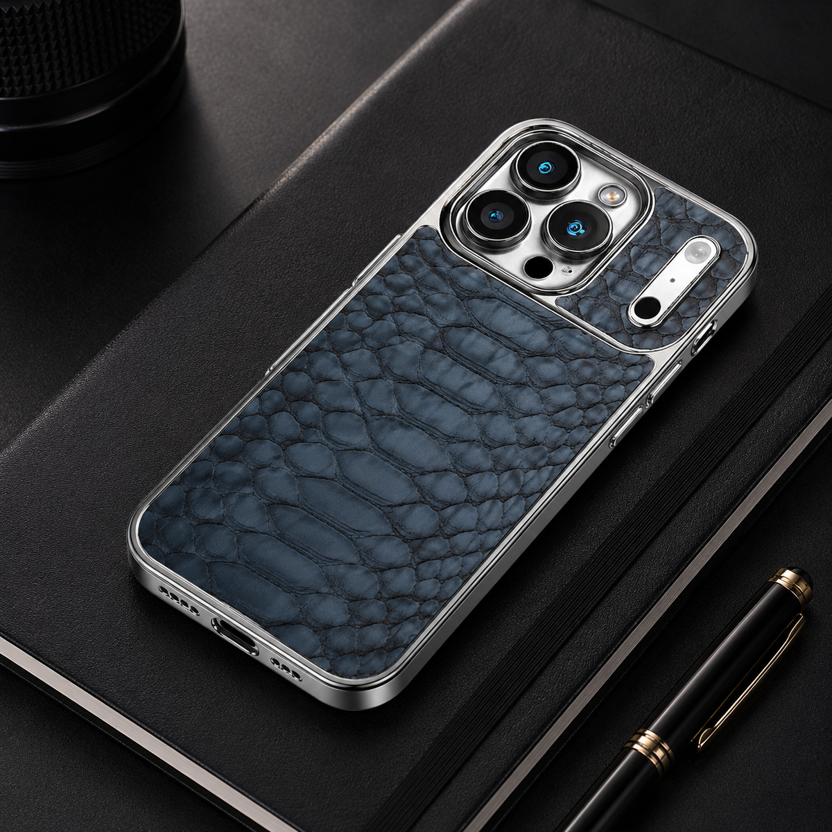 Premium iPhone Case Snake Pattern Leather Protective Cover Soft Flannel Lining Anti Scratch Non Slip Slim Lightweight Shock Resistant Fashion Design