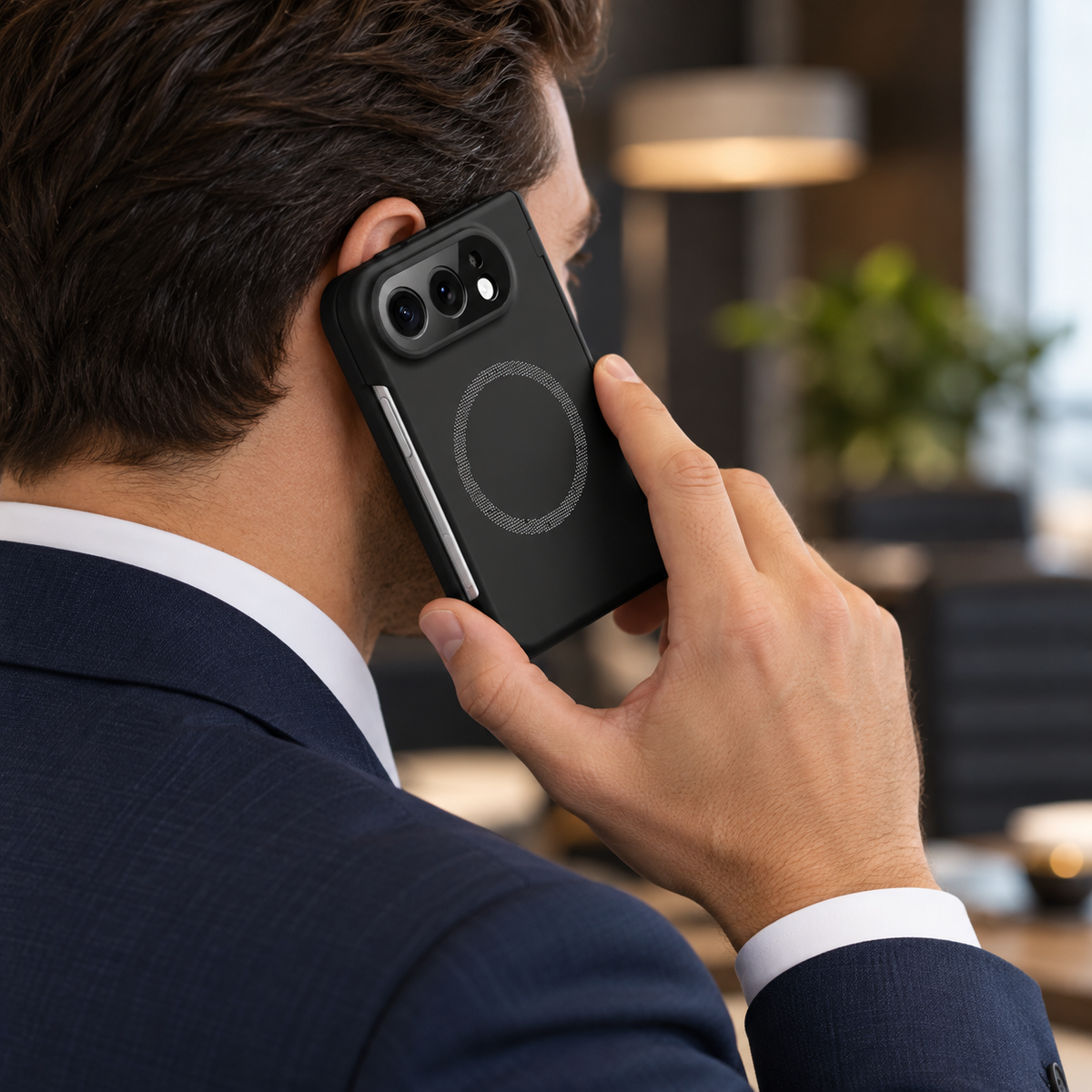Premium iPhone Case Spring Hinge Armor Magnetic Tempered Glass Shockproof Hard PC Anti Scratch Full Foldable Protective Flip Cover Case Design