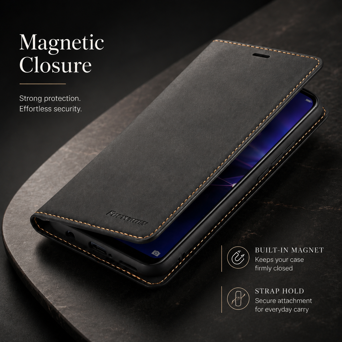 Premium iPhone Case Suede Leather Wallet Flip Cover Card Holder Magnetic Closure Shockproof Full Body Protection Slim Soft Touch Kickstand Design