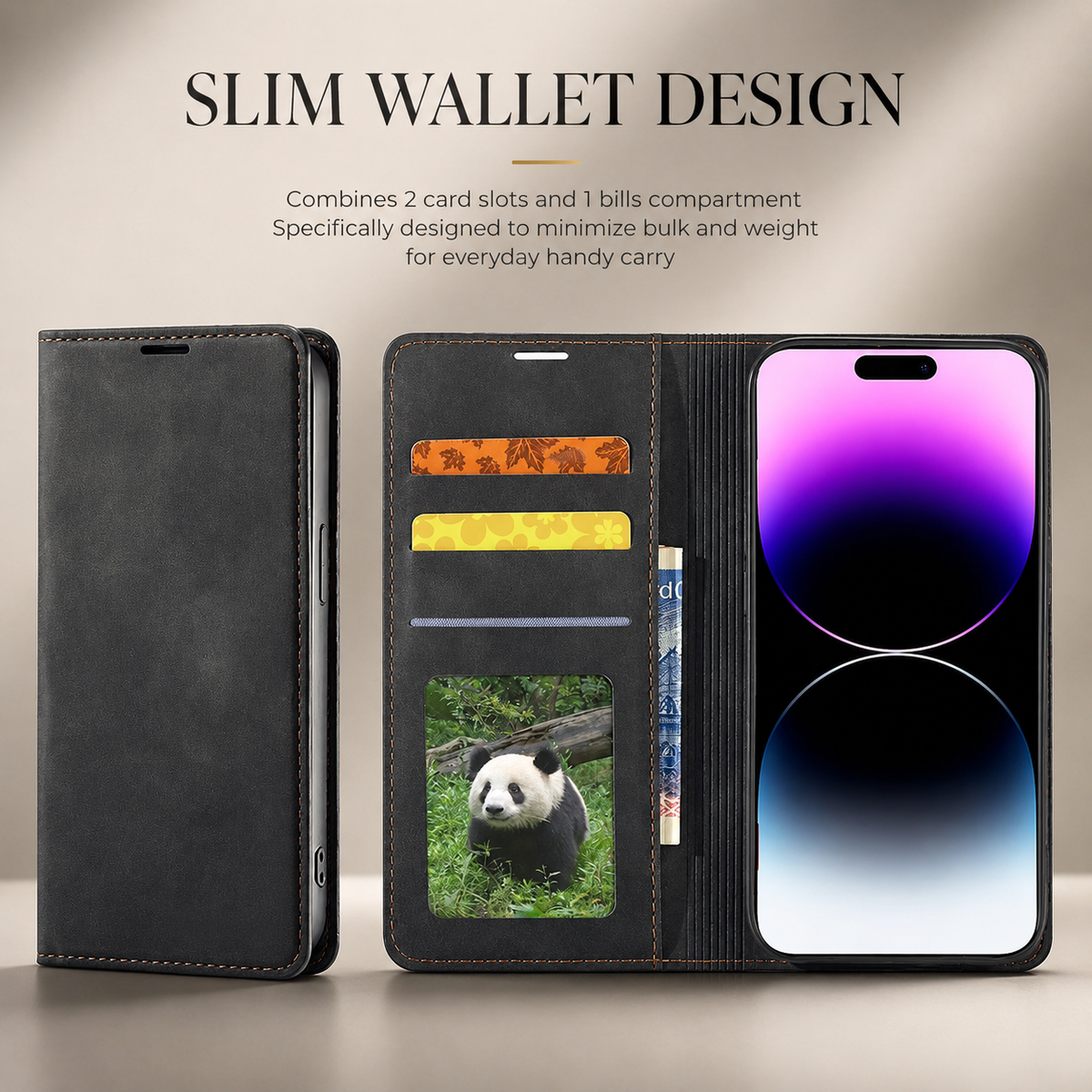 Premium iPhone Case Suede Leather Wallet Flip Cover Card Holder Magnetic Closure Shockproof Full Body Protection Slim Soft Touch Protective Design
