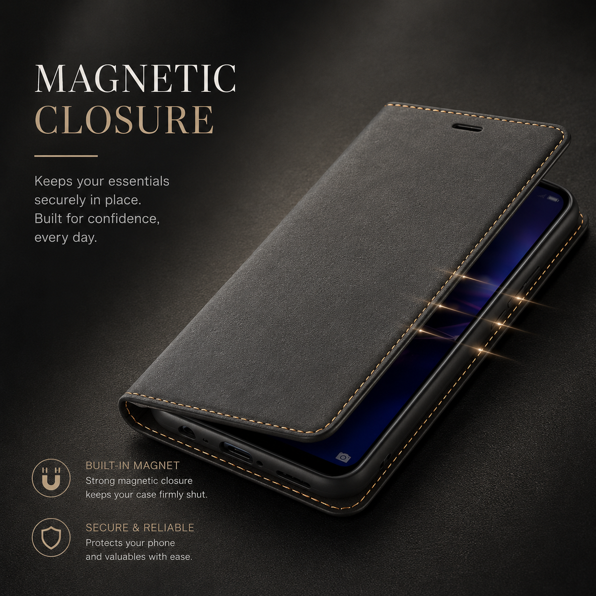 Premium iPhone Case Suede Leather Wallet Flip Cover Card Holder Magnetic Closure Shockproof Full Body Protection Slim Soft Touch Protective Design
