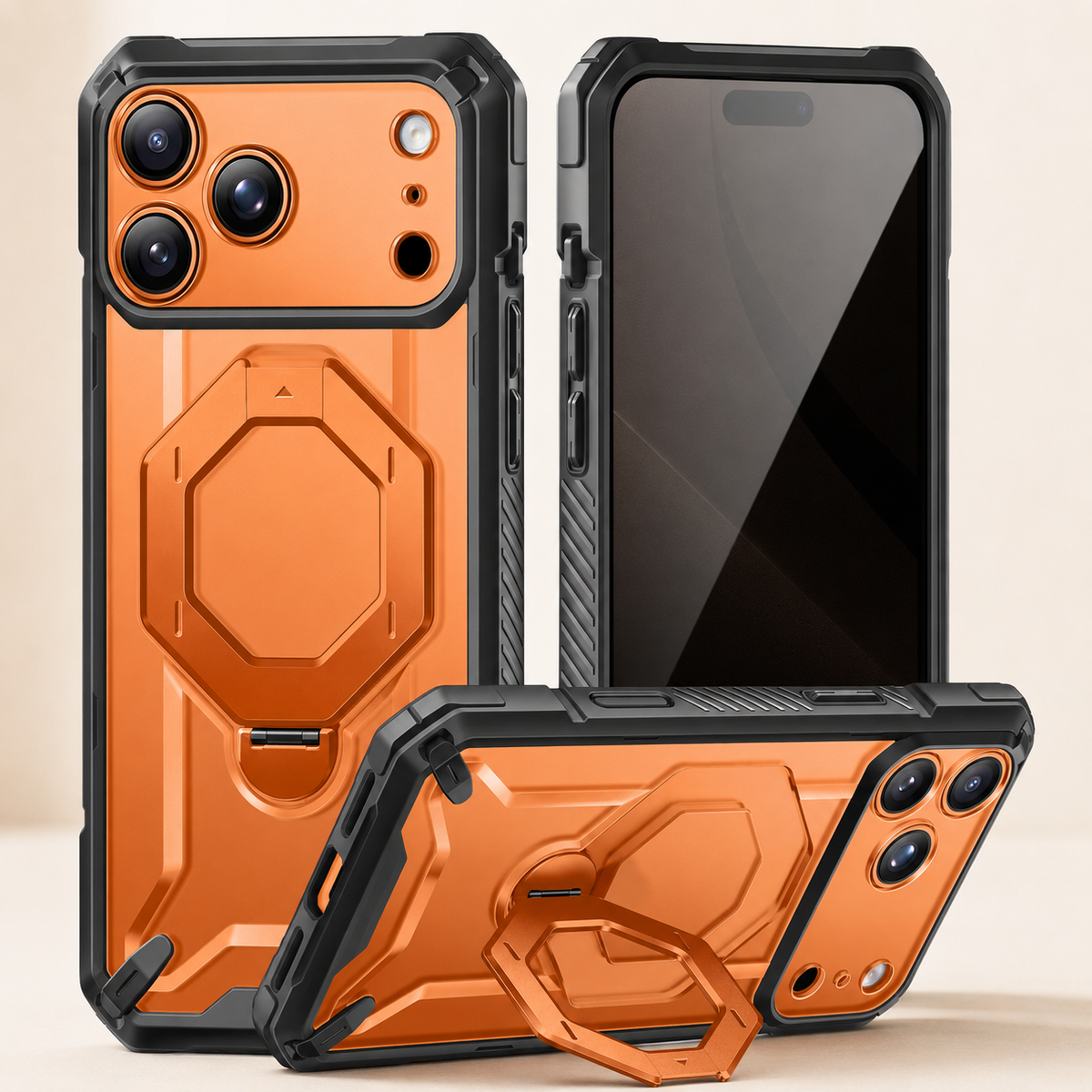 Premium iPhone Case TONGATE 360 Spin Magnetic Ring Stand Screen Protector Camera Control Heavy Duty Shockproof PC Protective Cover Case Design