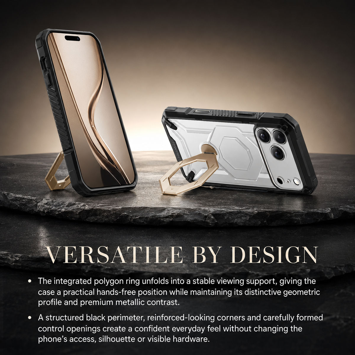 Premium iPhone Case TONGATE 360 Spin Magnetic Ring Stand Screen Protector Camera Control Heavy Duty Shockproof PC Protective Cover Case Design