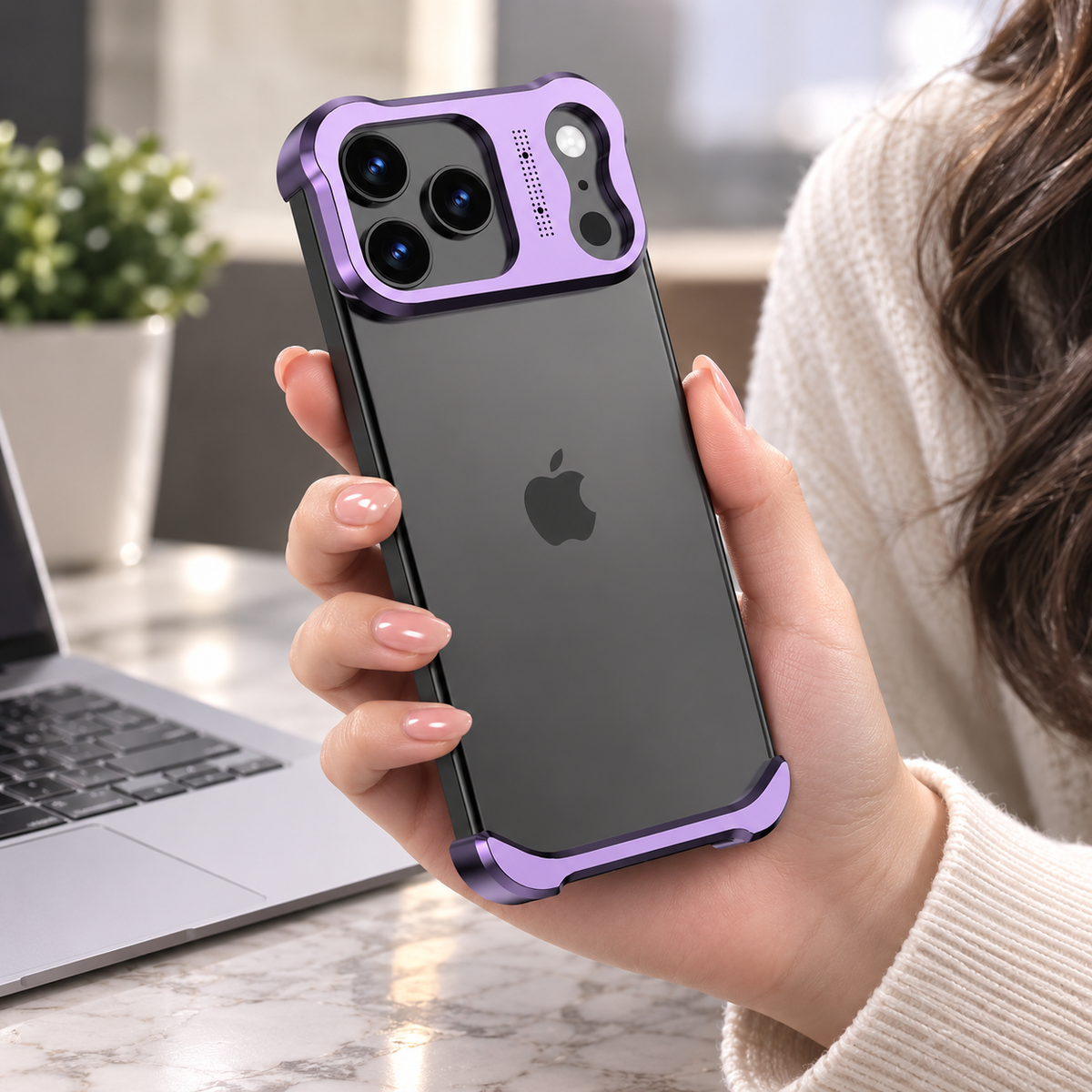 Premium iPhone Case Titanium Alloy Bumper Shockproof Protective Cover Camera Lens Protection Matte Anti Slip Lightweight Slim Reinforced Metal Frame