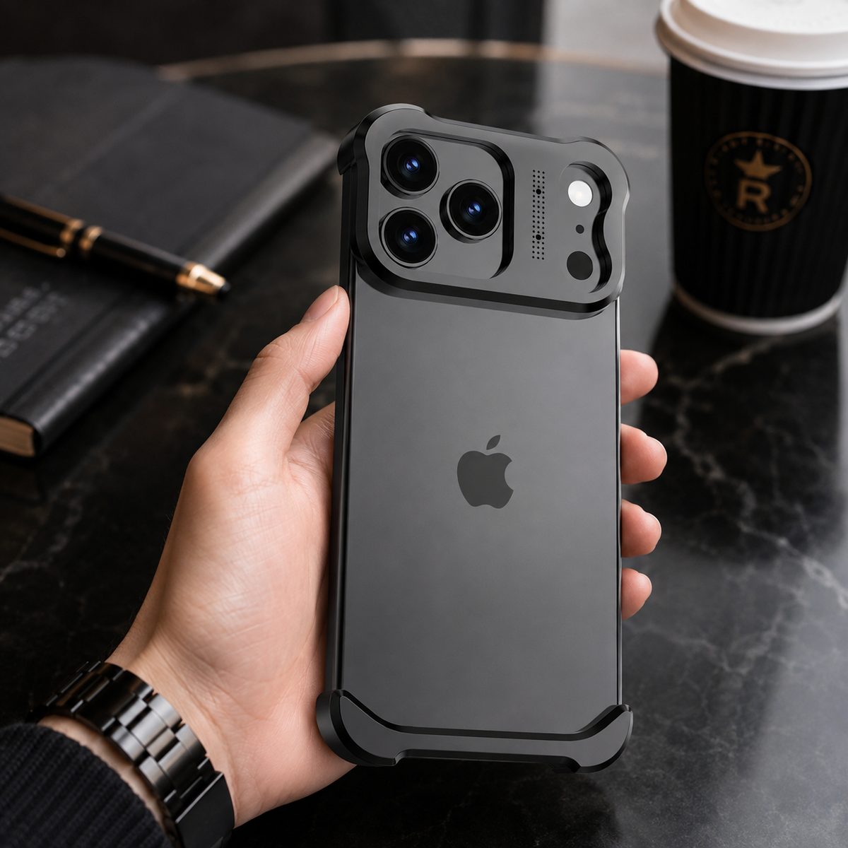 Premium iPhone Case Titanium Alloy Bumper Shockproof Protective Cover Camera Lens Protection Matte Anti Slip Lightweight Slim Reinforced Metal Frame