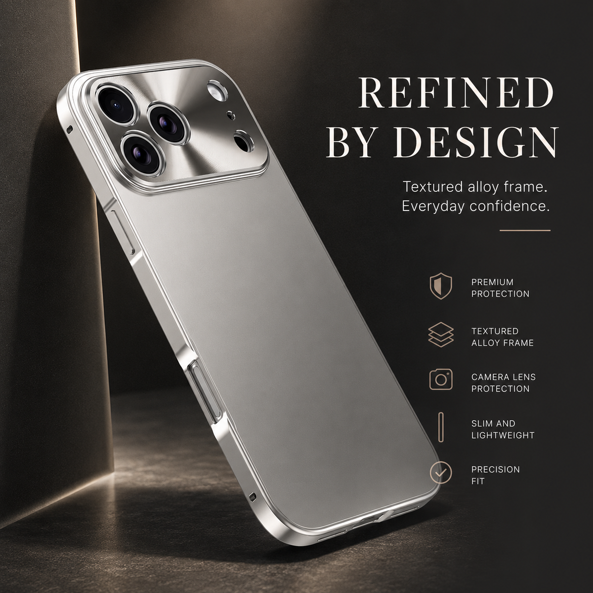 Premium iPhone Case Ultra Thin Aluminum Alloy Frame Shockproof Protective Cover Frosted PC Back Anti Scratch Anti Fingerprint Slim Matte Full Coverage