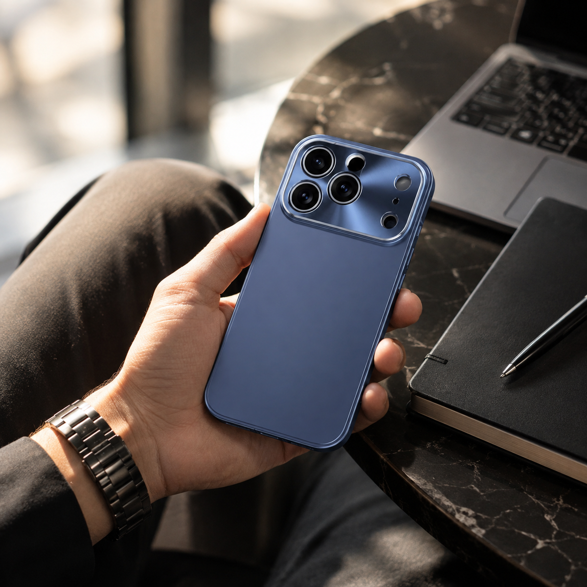 Premium iPhone Case Ultra Thin Aluminum Alloy Frame Shockproof Protective Cover Frosted PC Back Anti Scratch Anti Fingerprint Slim Matte Full Coverage