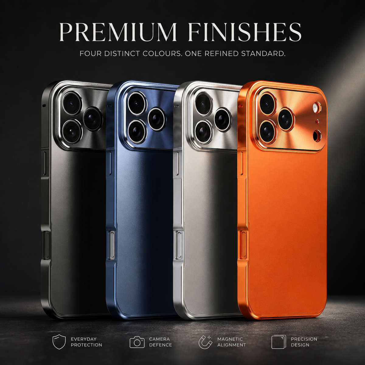 Premium iPhone Case Ultra Thin Aluminum Alloy Frame Shockproof Protective Cover Frosted PC Back Anti Scratch Anti Fingerprint Slim Matte Full Coverage